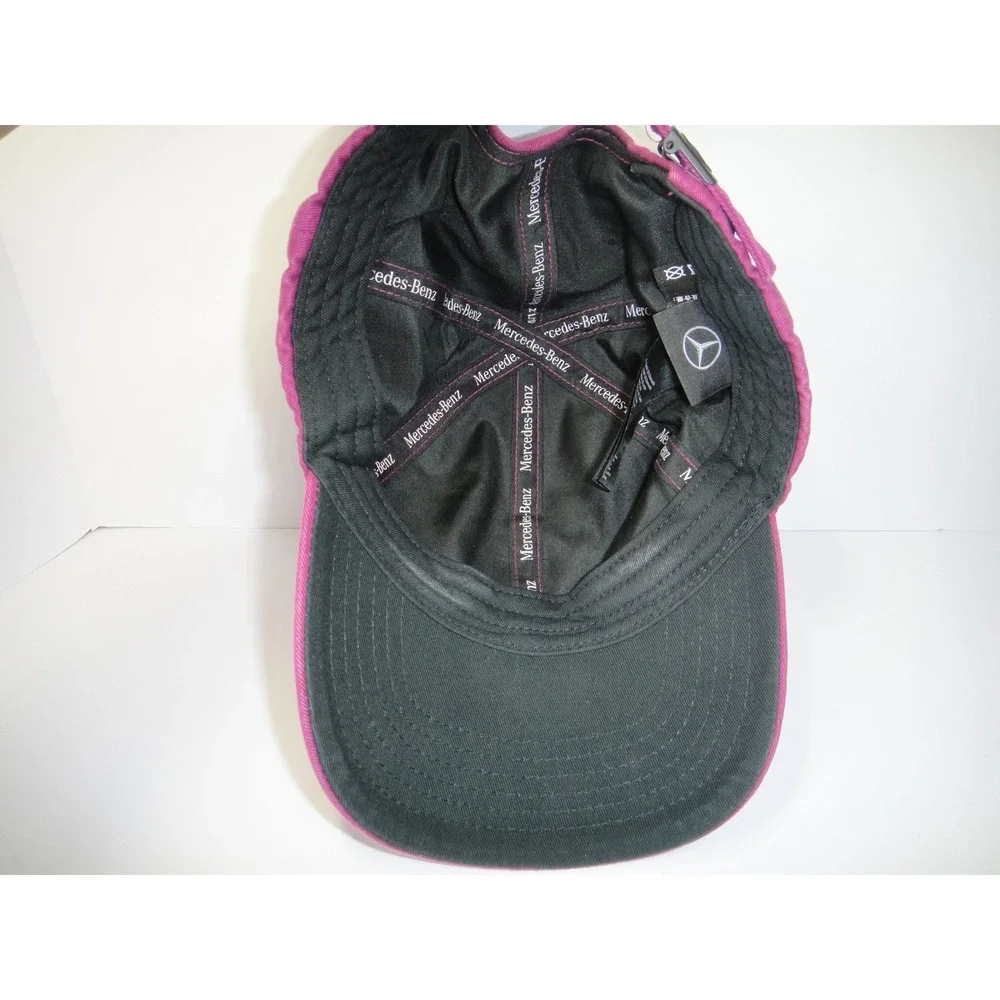 Mercedes-Benz Magenta Pink Rhinestone Embroidered Logo Baseball Cap Hat Women's